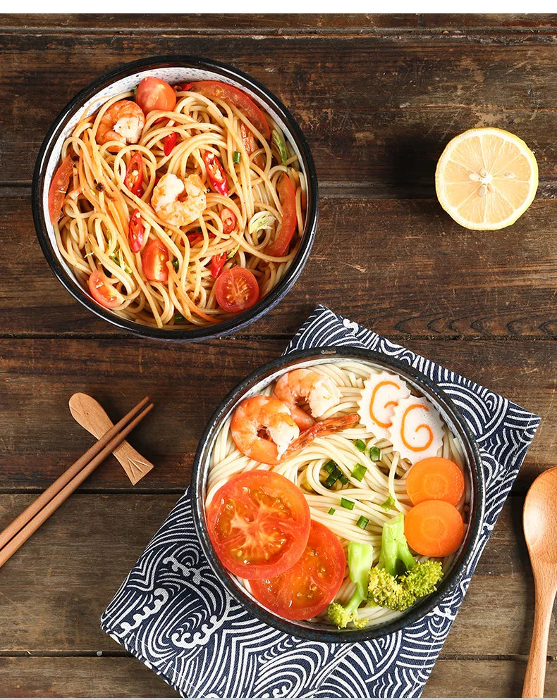 Ciotola per noodle Qinghai Wave dipinta a mano Ciotola in ceramica vintage