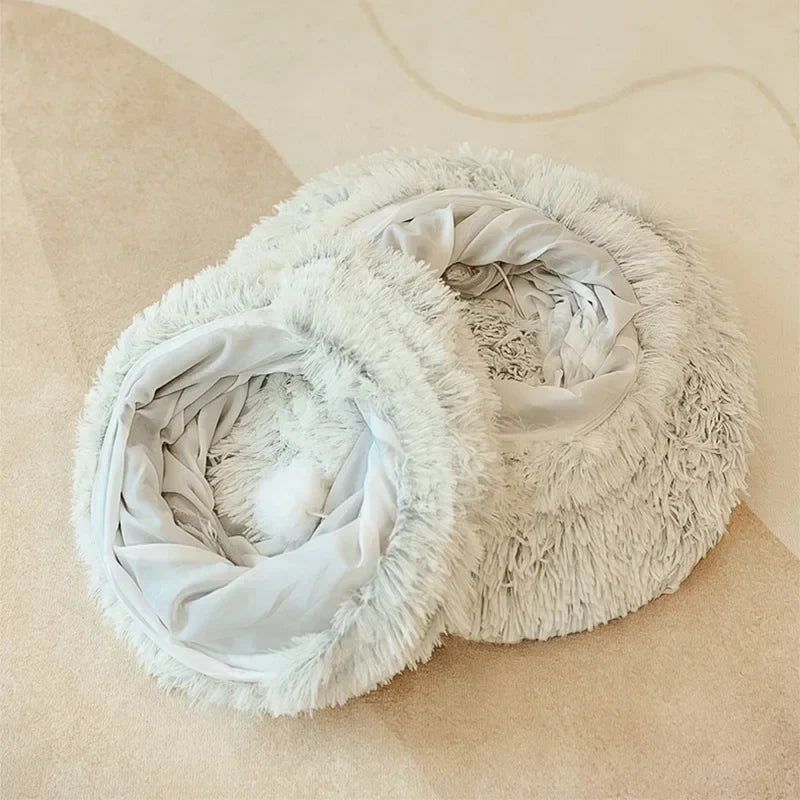 Kattenbed 95 Cm 2 In 1 Rond Pluche Nest Huis Herfst 2025 Gezellig Afneembare Hoes Wasbaar Diepe Slaap