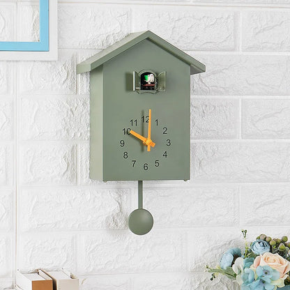 Cuckoo Wall Clock 20x25cm Muted Green Modern Hanging Home Clock Fall 2025 Whimsical Quartz Pendulum Gift