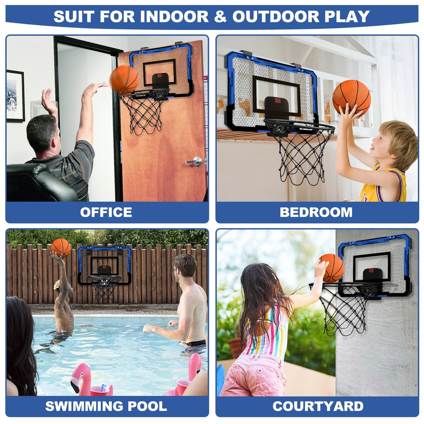 Basketball Hoop For Kids Wall Mounted Mini Backboard Set Indoor Outdoor Play Back To School 2026 Gift