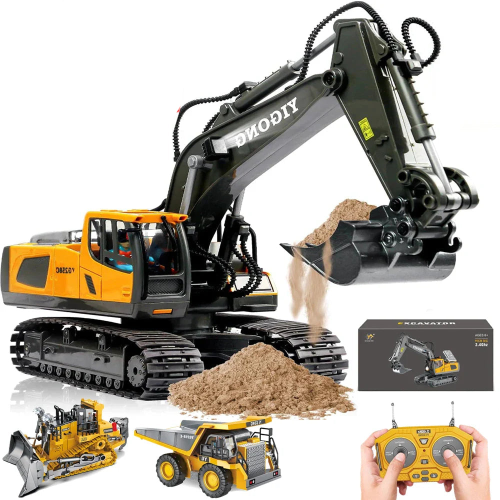 Remote Control Excavator Toy 4WD Construction Vehicle Battery Included Kids Gift Fall 2025