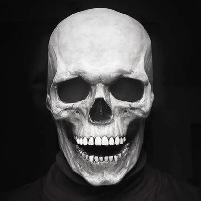 Full-Head Skull Silicone Horror Mask with Movable Jaw for Adults Halloween 2026