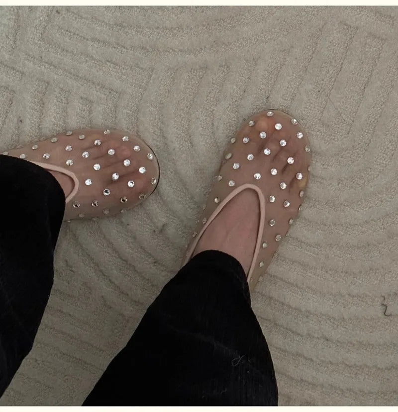 Breathable Women Ballet Flats - Mesh Crystal, Casual Walking