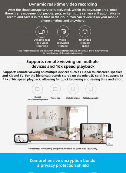 Telecamera di Sicurezza per Casa Intelligente 2K PTZ 3MP Visione Notturna AI