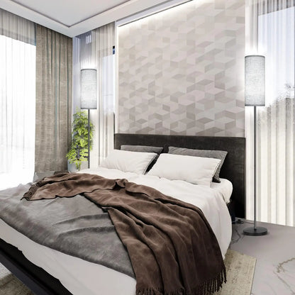 Japandi  Modern Floor Lamp With Fabric Shade Stepless Dimming