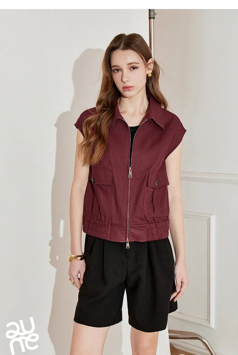 Lightweight Women's Sleeveless Jacket - Linen Cotton, Spring