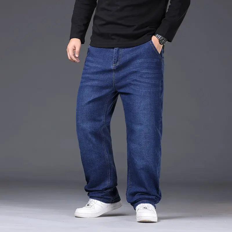 Oversized Relaxed Men's Jeans - High Waist, Stretch Denim