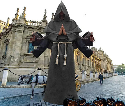 Middeleeuwse monnikenmantel met kap, tovenaarstovenaar-riddercape, Halloween-cosplaykostuum voor volwassenen 2026