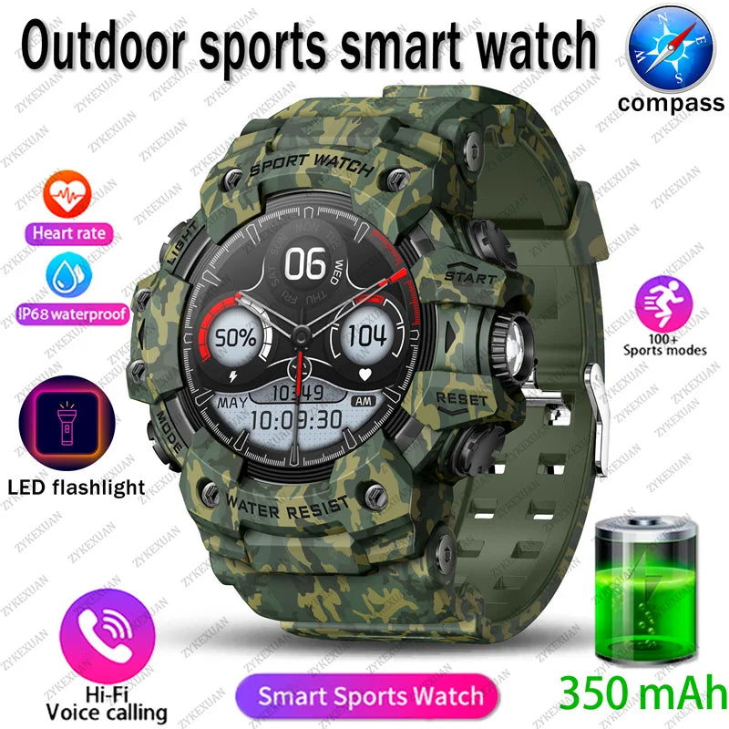 Smart Watch Rugged Outdoor Edition Fall 2025 Bluetooth Calls Waterproof IP68 Compass Flashlight SOS 1.39 Inch Display