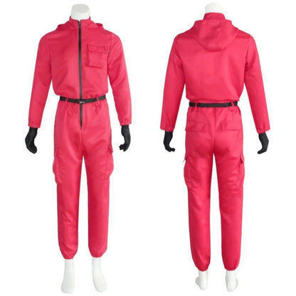 Squid Costumes Game Red Calamari Jumpsuit for Cosplay Party Outfits, Role Play Classic Full