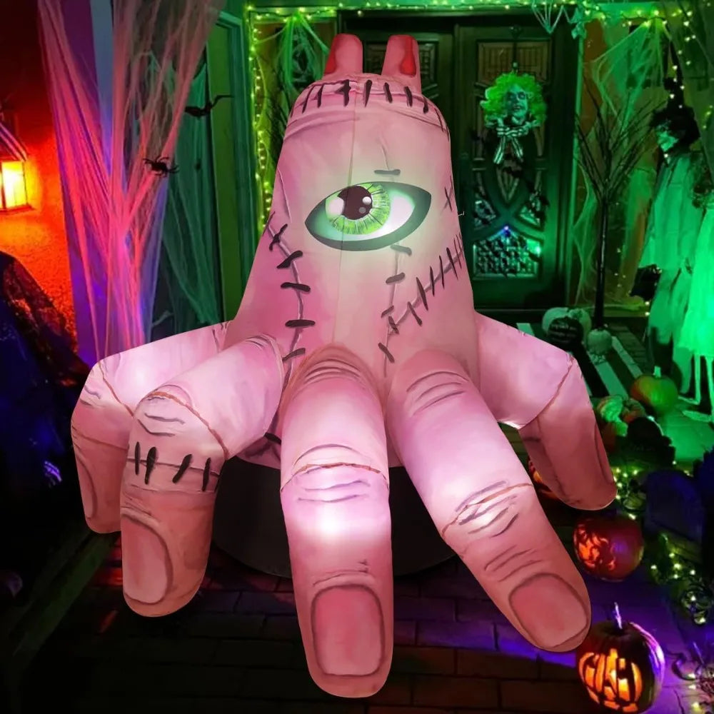 Giant Halloween Inflatable Hand with LED Lights – Scary Yard Decoration for Outdoor and Indoor Use