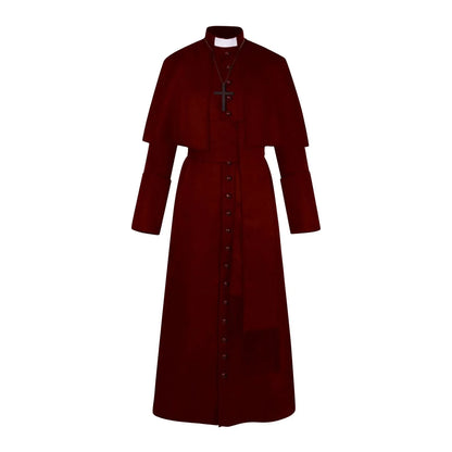 Middeleeuws katholiek priesterkostuum, pauselijke geestelijke, kazuifel-cosplaykostuum voor mannen, Halloween 2026