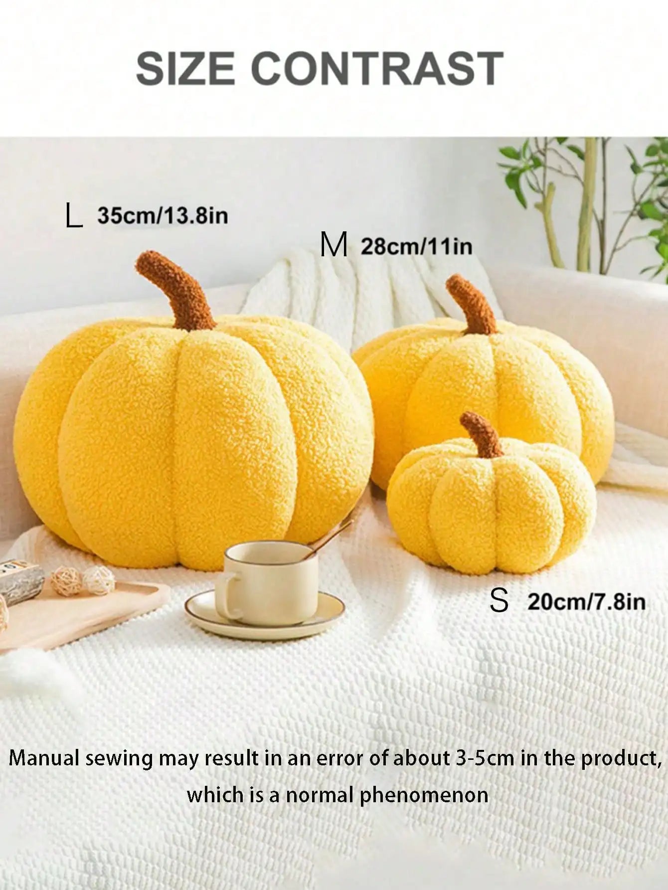 Plush Pumpkin Cushion – Cozy Sherpa & Boucle Throw Pillow for Fall & Halloween Home Decor, Ideal Gift for Kids and Babies