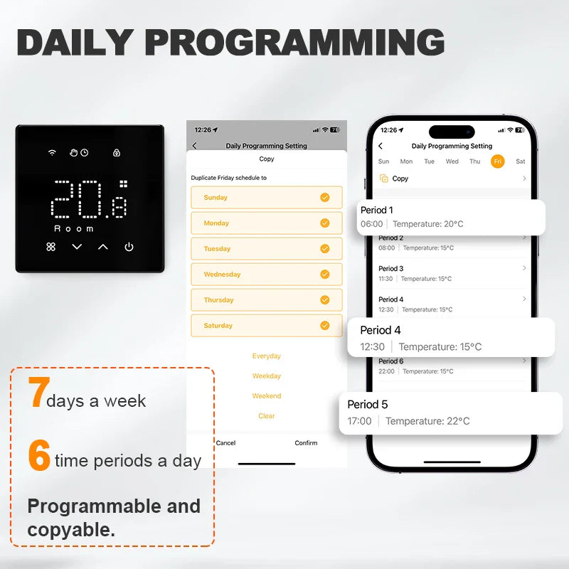 Smart Gas Boiler Thermostat WiFi Enabled Daily Programmable Voice Assistant Compatible Fall 2025 Energy Saver