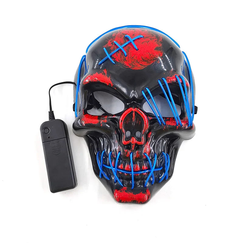 LED Glowing Skull Mask Full Face Halloween 2025 Cosplay