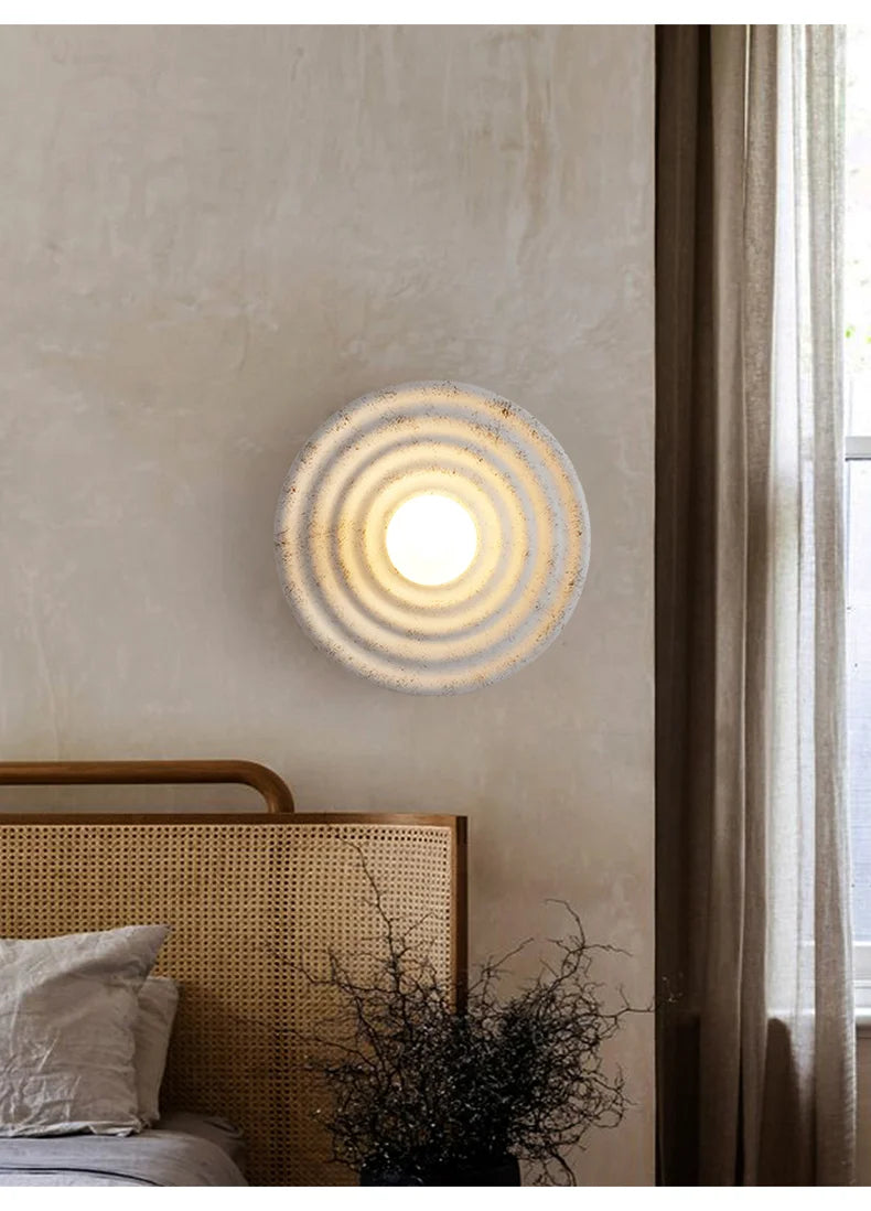 Japandi Wabi Sabi Round Wall Sconce Japanese Minimal LED Light