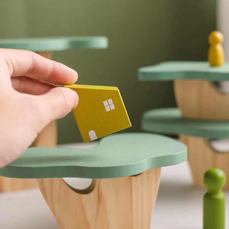 Montessori stablelegetøj træblokke stablet træ børn uddannelsesmæssigt efterår 2025 fine motoriske færdigheder