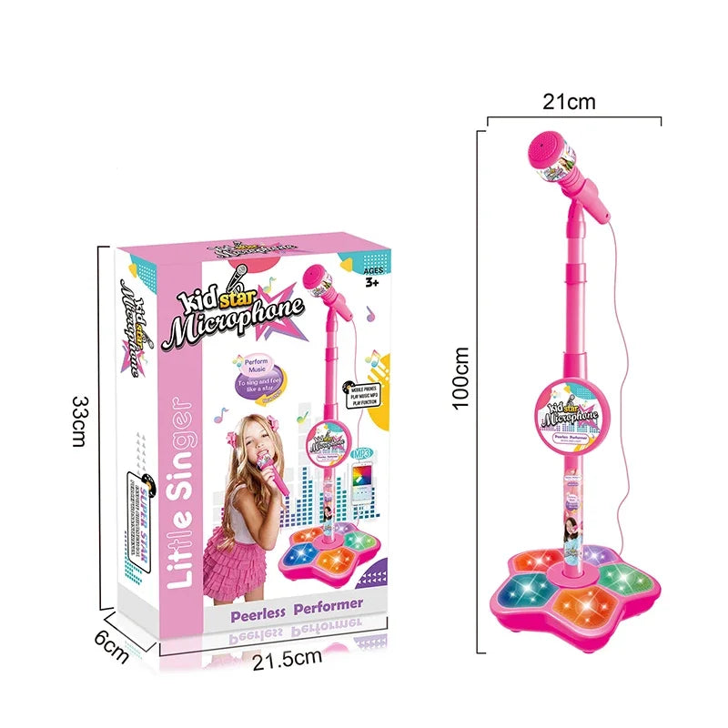 Adjustable Kids Karaoke Microphone with Stand - Fun Music Toy for Boys and Girls, Educational Birthday Gift, MP3 Compatible