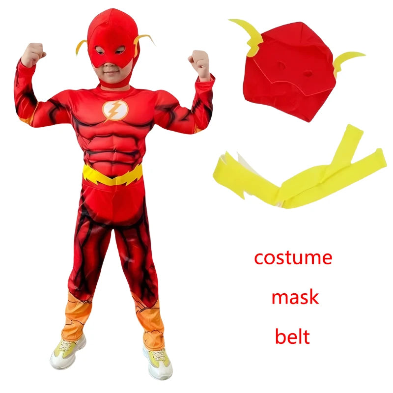 The Flash DC-superheldencosplaykostuum, gespierd pak met masker en riem voor volwassenen, Halloween-carnaval 2026