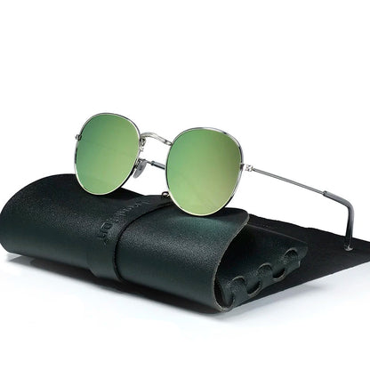 Round Retro Sunglasses for Men/Women Luxury UV400 Metal Vintage Eyewear No Leather Case