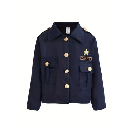 Cosplaykostuumset voor kinderen als politieagent, met jas, broek, pet en accessoires voor Halloweenfeestjes 2026