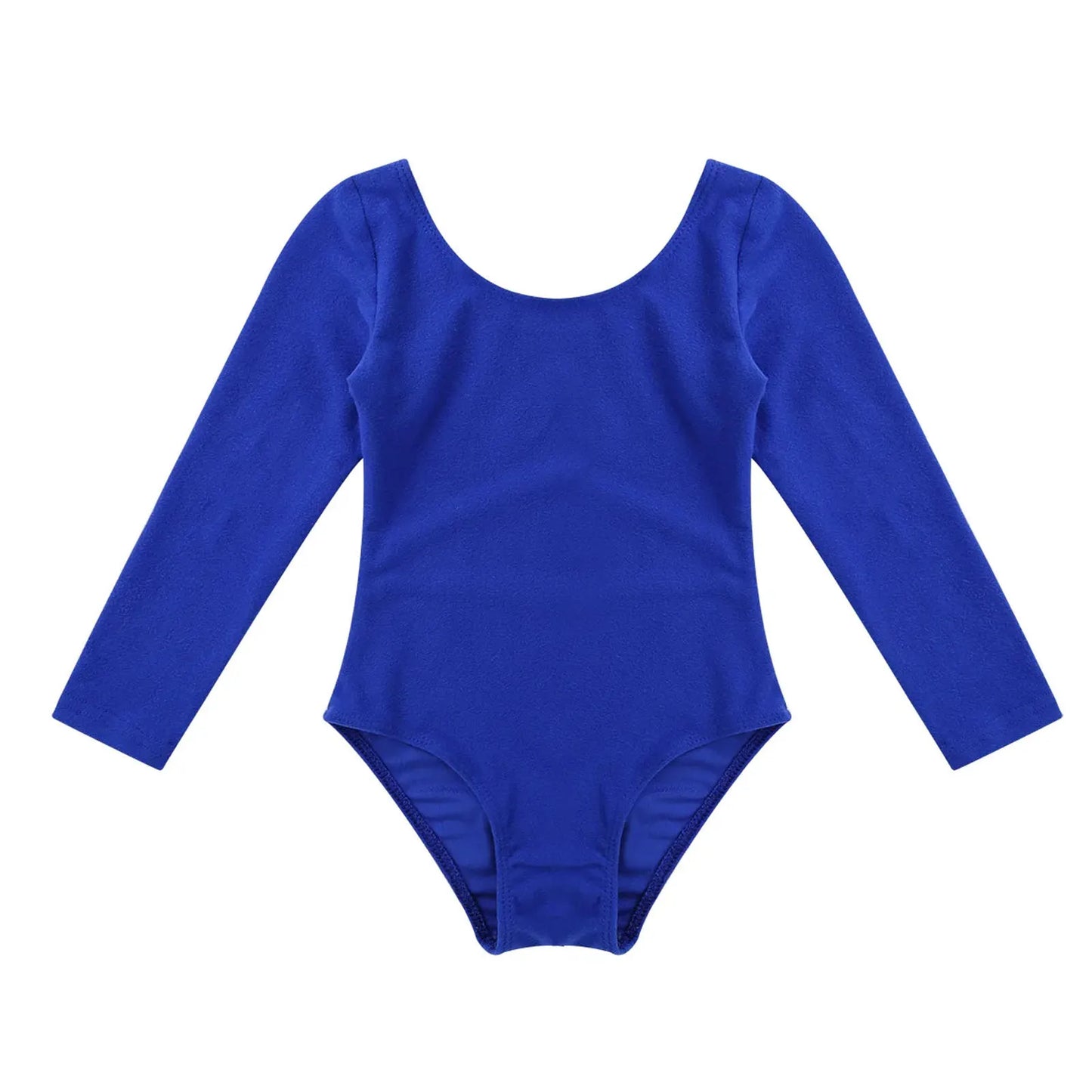 Soft girls' leotards - long sleeve solid color, polyester, for ballet and gymnastics training
