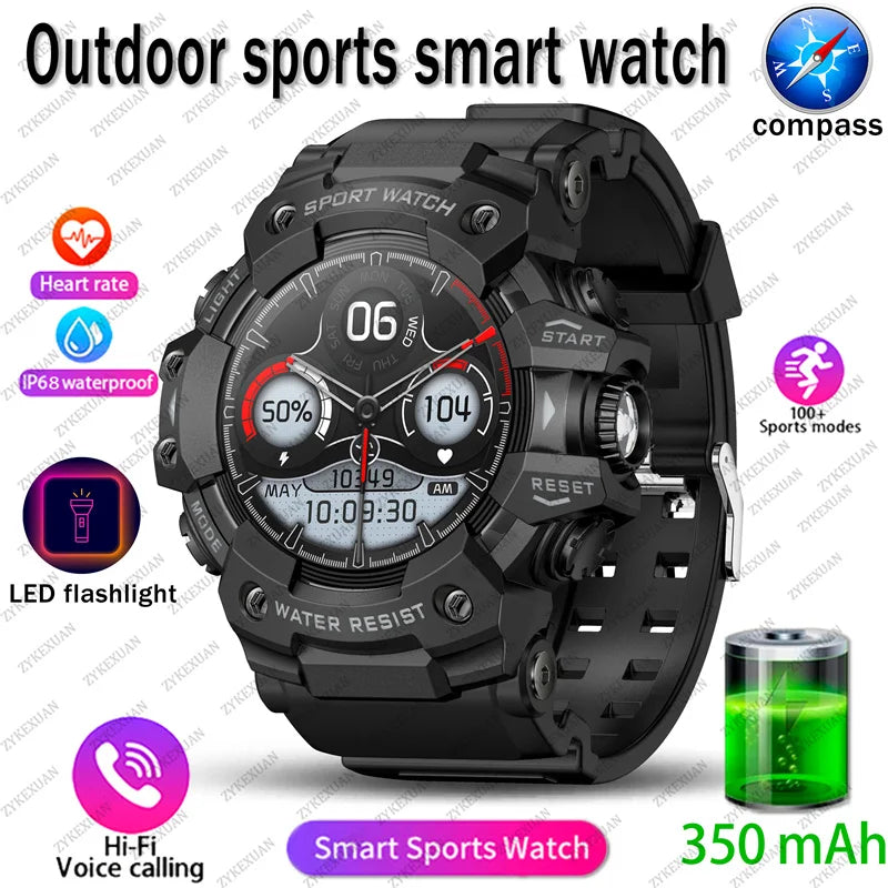 Smart Watch Rugged Outdoor Edition Fall 2025 Bluetooth Calls Waterproof IP68 Compass Flashlight SOS 1.39 Inch Display