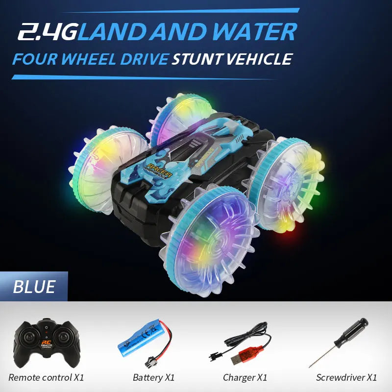 Remote Control All-Terrain Stunt Vehicle - Double-Sided Drifting Car with Lights, Ideal Outdoor Toy for Boys