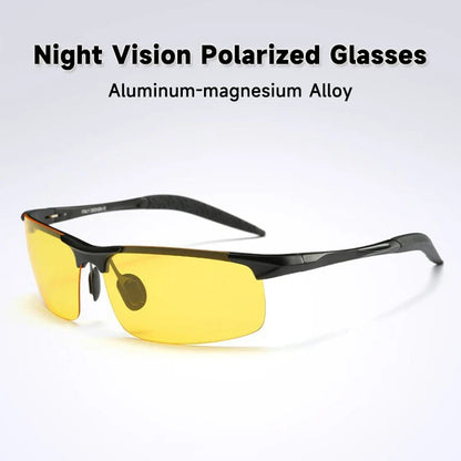 Night Vision Glasses Aluminum Alloy Frame Polarized Sunglasses Day Night Driving UV400 Yellow Lenses Fall 2025 Gift