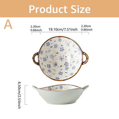 Keramische 7,5 Inch Noedelkom Met Handvatten Bloemen Porselein