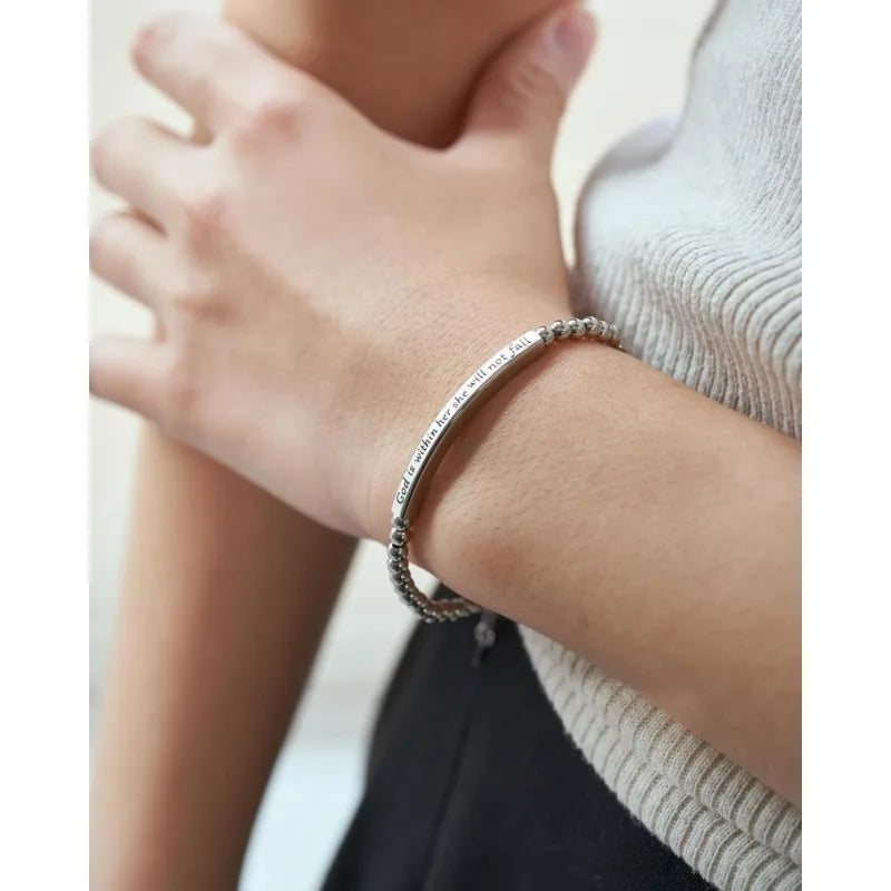 Classic women's chain bracelet – letter design, metal, lobster-claw clasp, faith-inspired