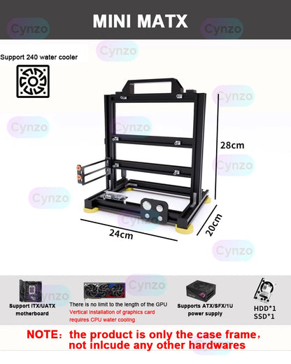 Boîtier PC ATX à cadre ouvert Rack modulaire refroidissement par eau et air