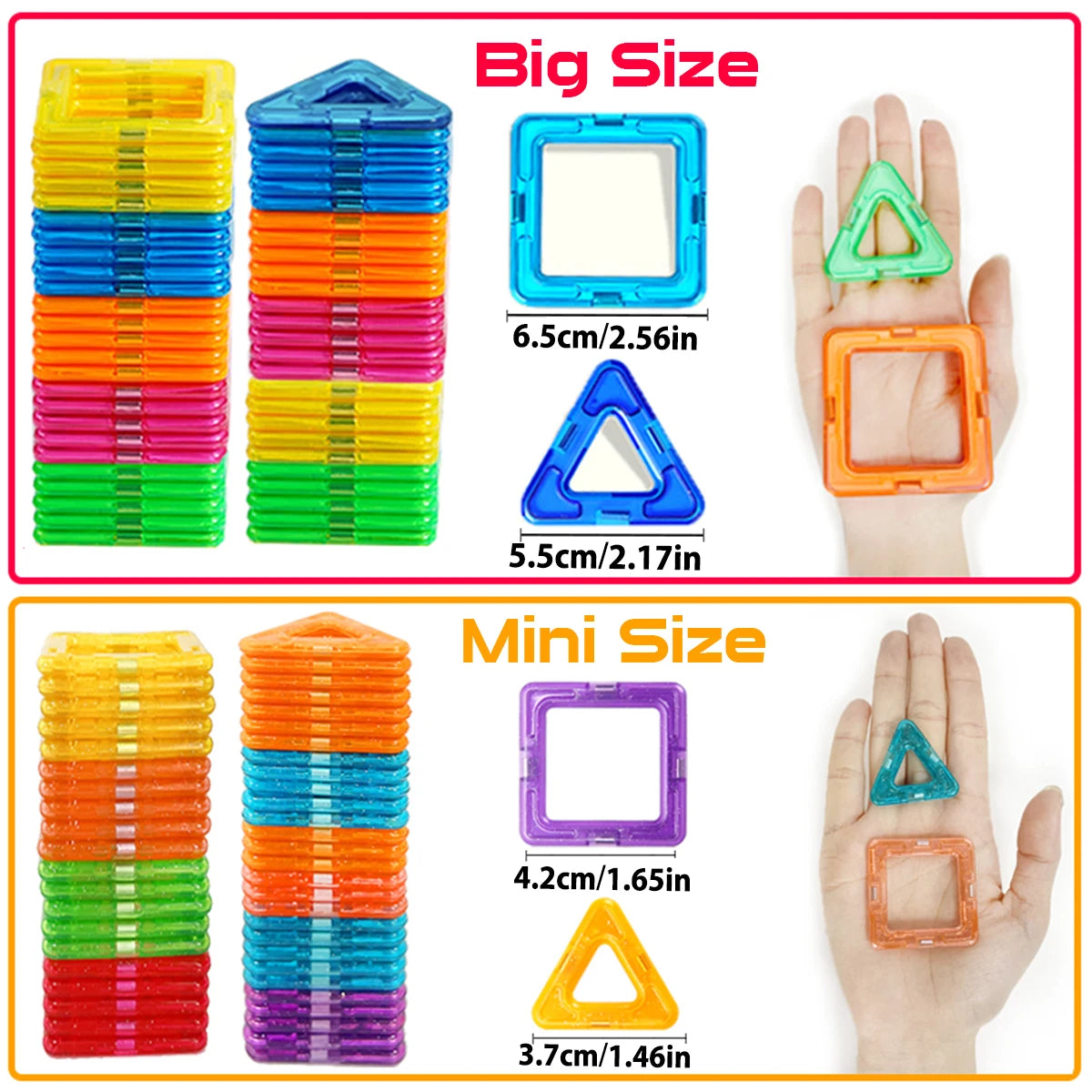 Creative Magnetic Building Blocks Set - Large & Mini DIY Toys for Kids Aged 7-12, Fun Educational Construction Gift in Mixed Colors