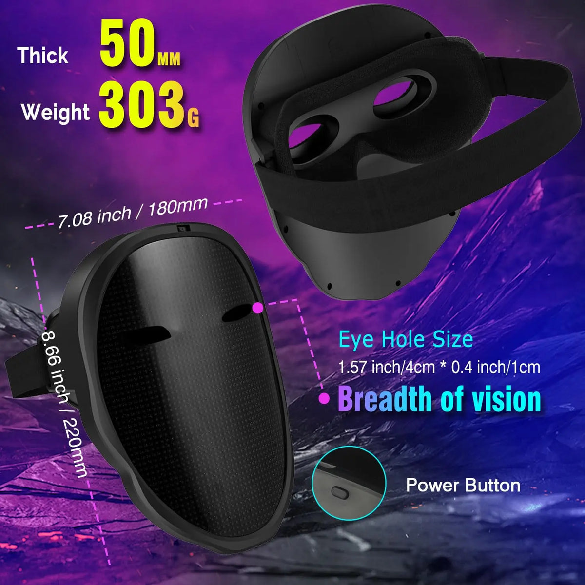 LED-masker met slim display, Bluetooth, app-programmeerbaar en gebarenbediening, 2074-LED Halloween-feestmasker 2026