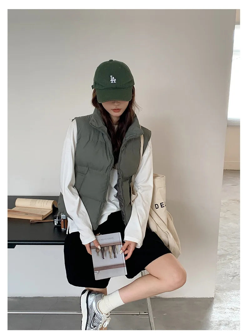 Lightweight Women's Down Vest - Cropped Boxy, Duck Fill