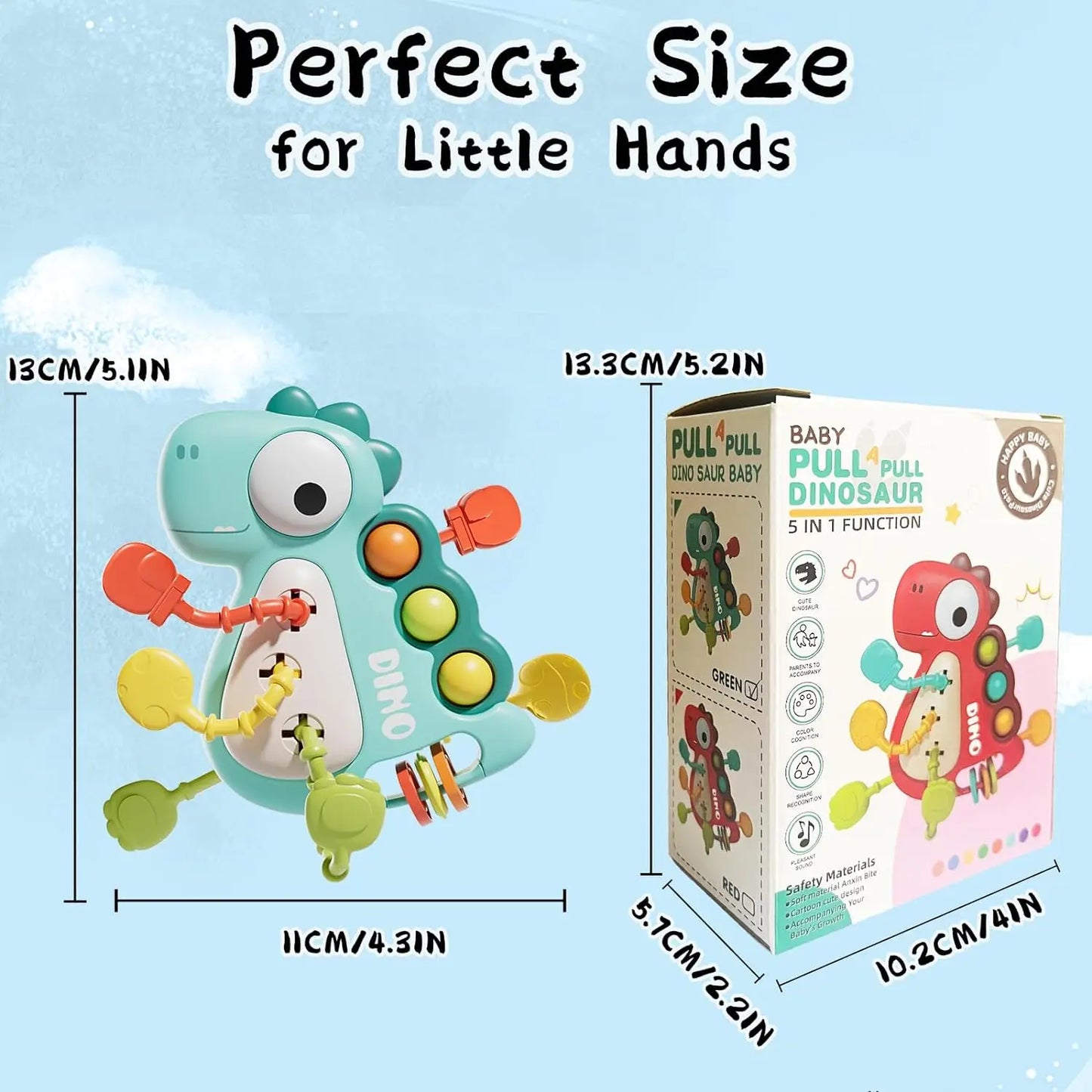 Montessori Dinosaur Pull Toy Newborn Sensory Toys Teether