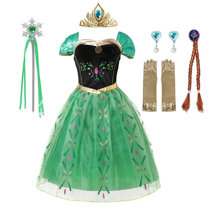 Anna Frozen-prinsessenjurk voor kinderen en meisjes, verjaardagsfeest-, carnavals- en Halloween-kostuum, vestidos 2026