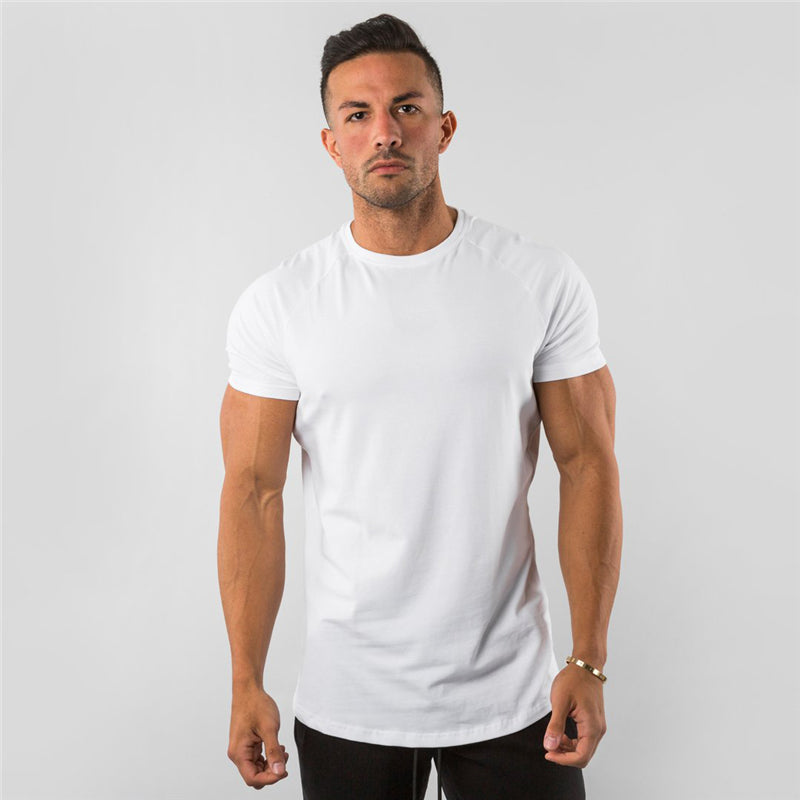 Breathable slim fit men's gym t-shirt – short sleeve, cotton blend, for workout & casual wear