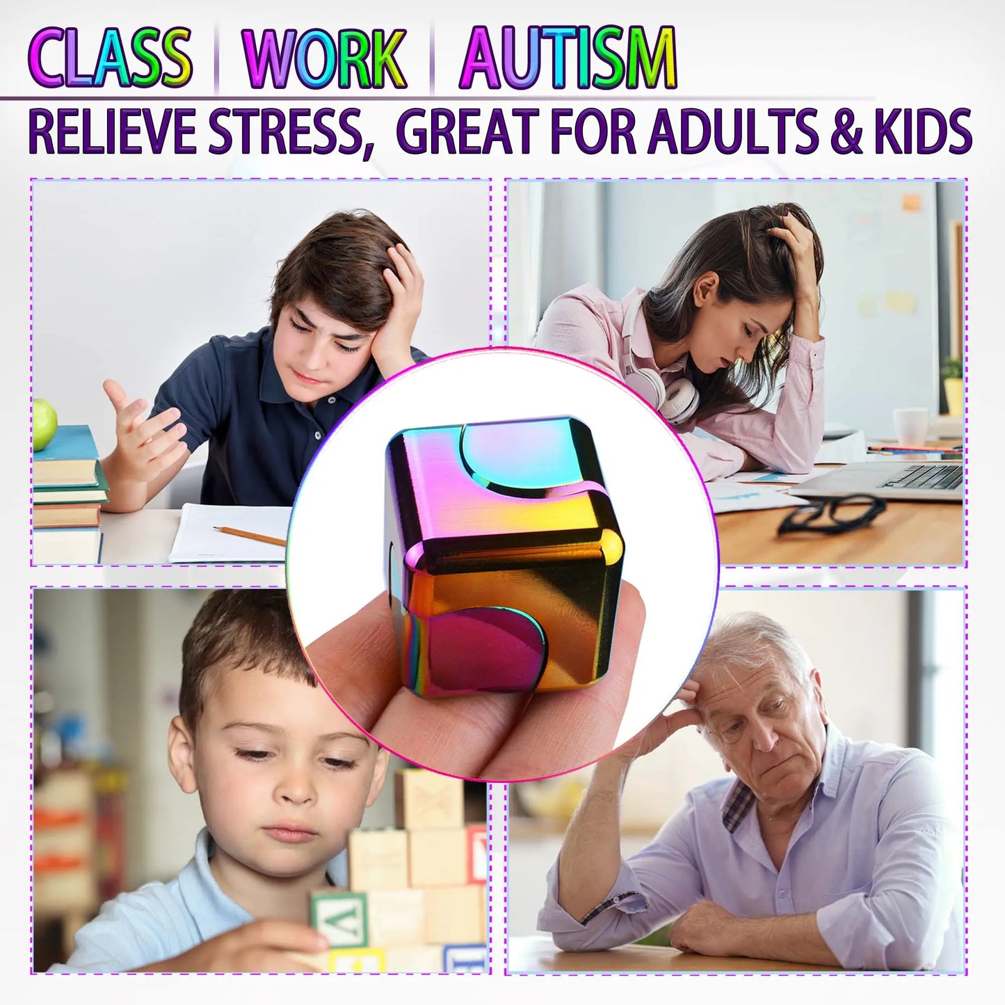 Fidget Spinner Cube Metal Desk Toy Stress Relief Gadget