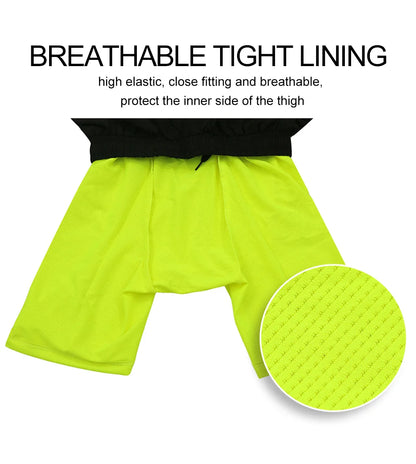 Stretchy men's 2-in-1 running shorts - longer liner, polyester blend, for jogging and gym