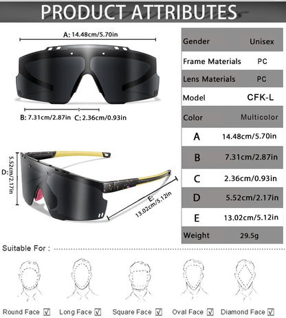 Lightweight unisex sports sunglasses – UV400 polycarbonate lenses, cycling, running, fishing