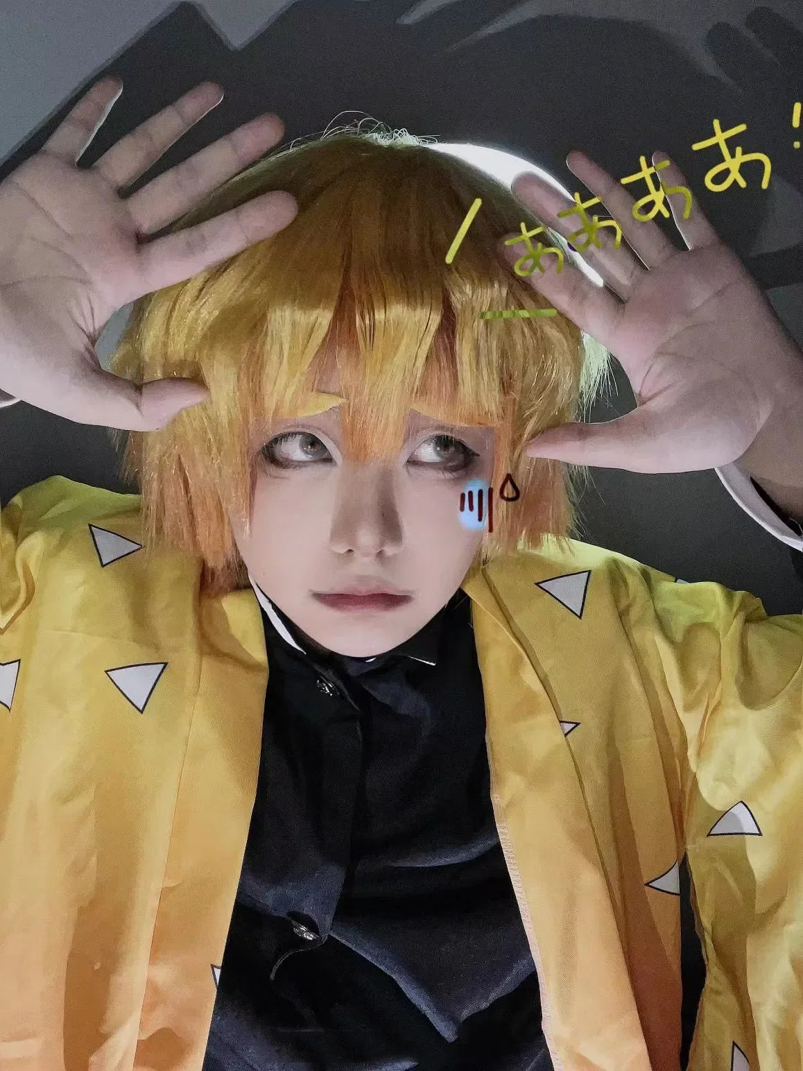 Demon Slayer Agatsuma Zenitsu Kimono Cosplay Costume Set with Wig for Adults Halloween 2026