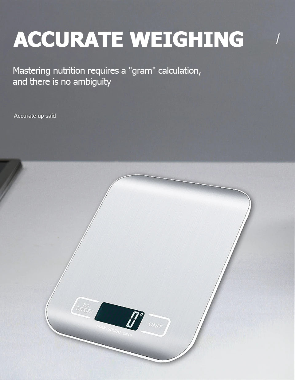 Digital Kitchen Scale Stainless Steel LCD Baking Scale