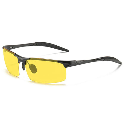 Night Vision Glasses Aluminum Alloy Frame Polarized Sunglasses Day Night Driving UV400 Yellow Lenses Fall 2025 Gift