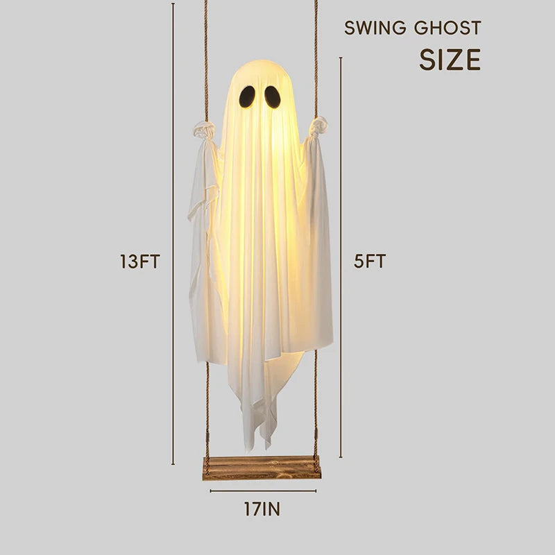 Hanging Swing Ghost Decoration Halloween 2025 Porch Lights