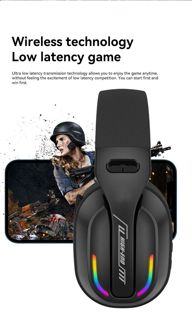 Gaming Headset Bluetooth 5.4 Wireless RGB Low Latency