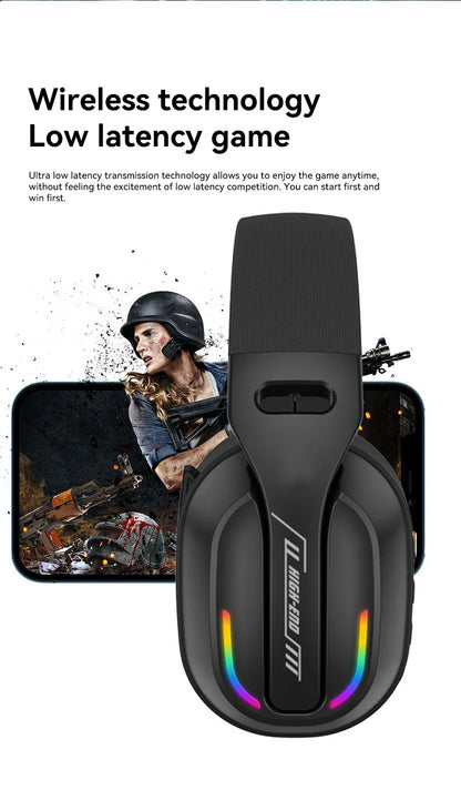 Gaming Headset Bluetooth 5.4 Wireless RGB Low Latency