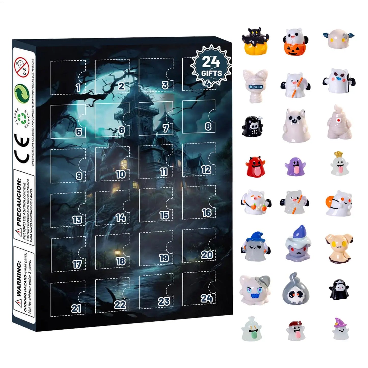 Calendario de Adviento de Halloween 24 Días Decoración de Mesa Coleccionable