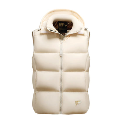 Warm Men's Down Vest - Boxy Quilted, Cotton Blend, Autumn