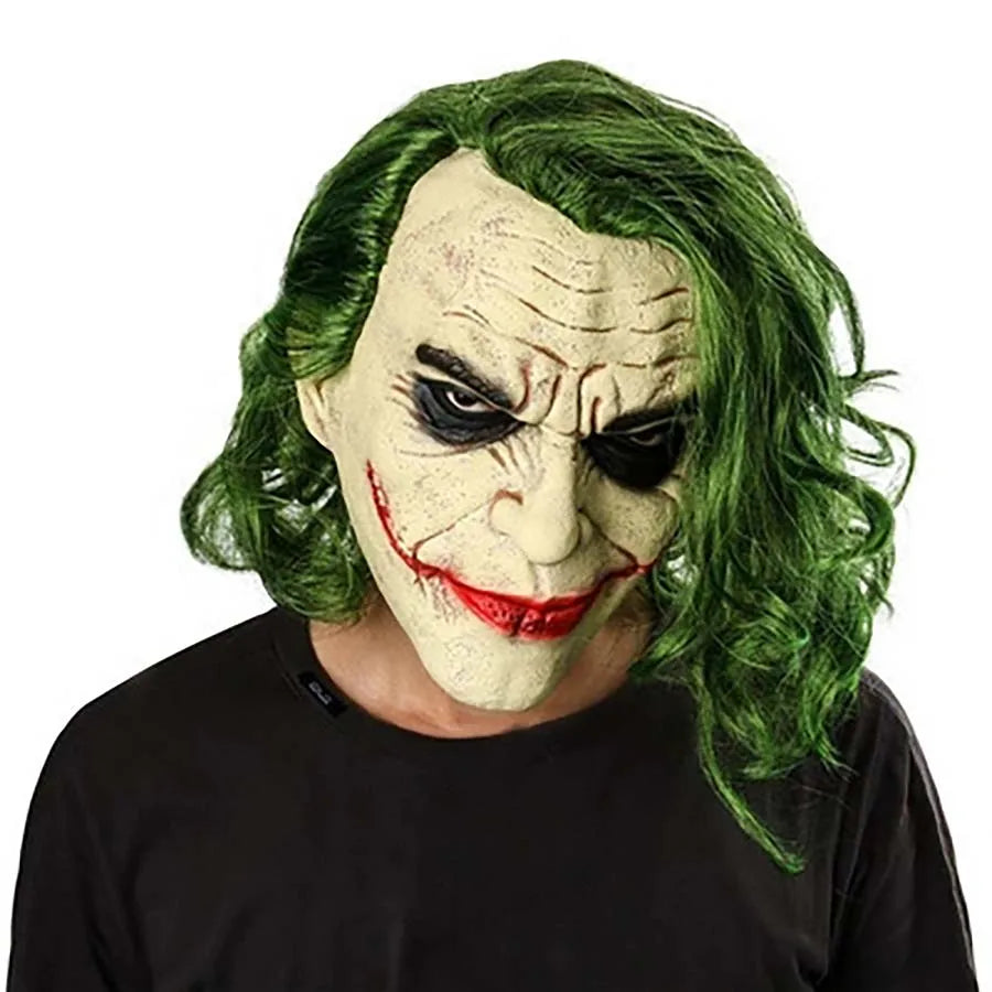 Latex cosplaymasker van de Joker-clown met groene haarpruik voor volwassenen, Halloween-kostuumrekwisiet 2026